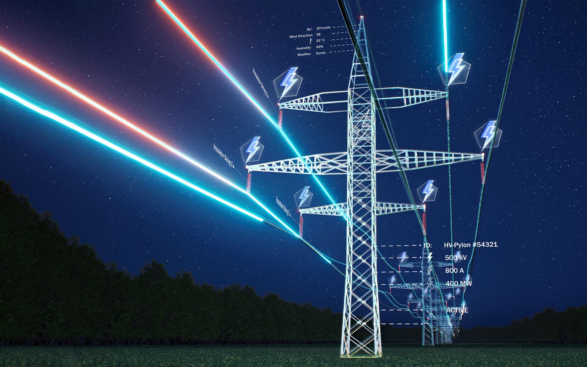 High-contrast sharp power transmission line